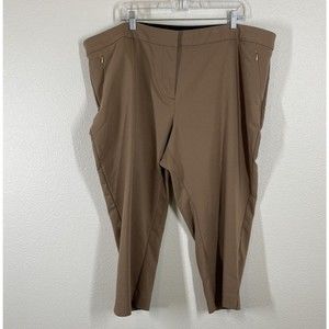 Evri Women's Plus Zip Pockets Brown Career Capri Pants Size 22W High Rise